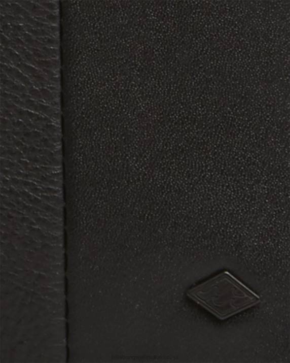 Men Black Grain Billabong Downtown Slim-Line Bi-Fold Wallet 80P8841