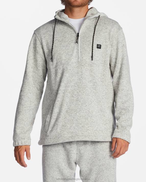 Men Grey Heather Billabong A/Div Boundary Hooded Half-Zip Pullover 80P8245