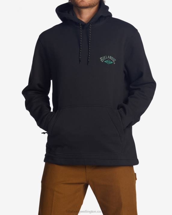 Men Black Billabong A/Div Compass Pullover Hoodie 80P8490