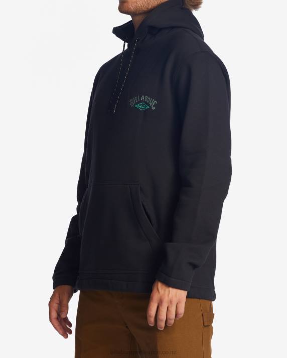 Men Black Billabong A/Div Compass Pullover Hoodie 80P8490