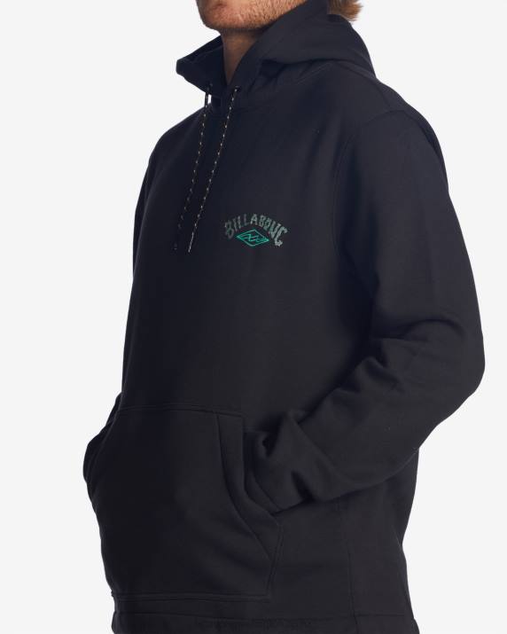 Men Black Billabong A/Div Compass Pullover Hoodie 80P8490