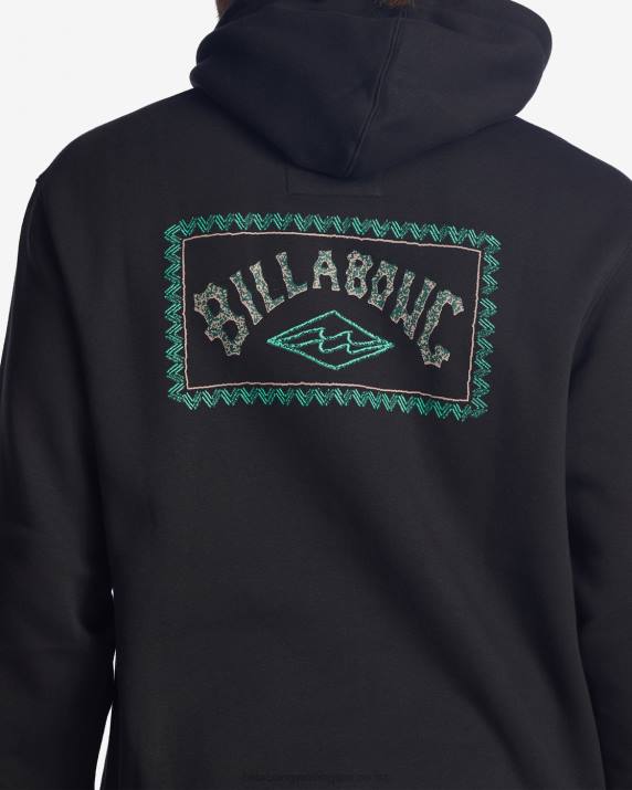 Men Black Billabong A/Div Compass Pullover Hoodie 80P8490