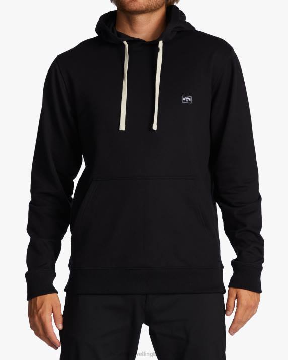 Men Black Billabong All Day Organic Pullover Hoodie 80P8279