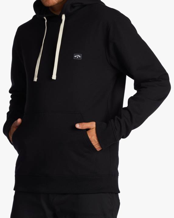 Men Black Billabong All Day Organic Pullover Hoodie 80P8279