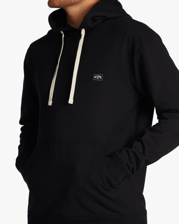 Men Black Billabong All Day Organic Pullover Hoodie 80P8279