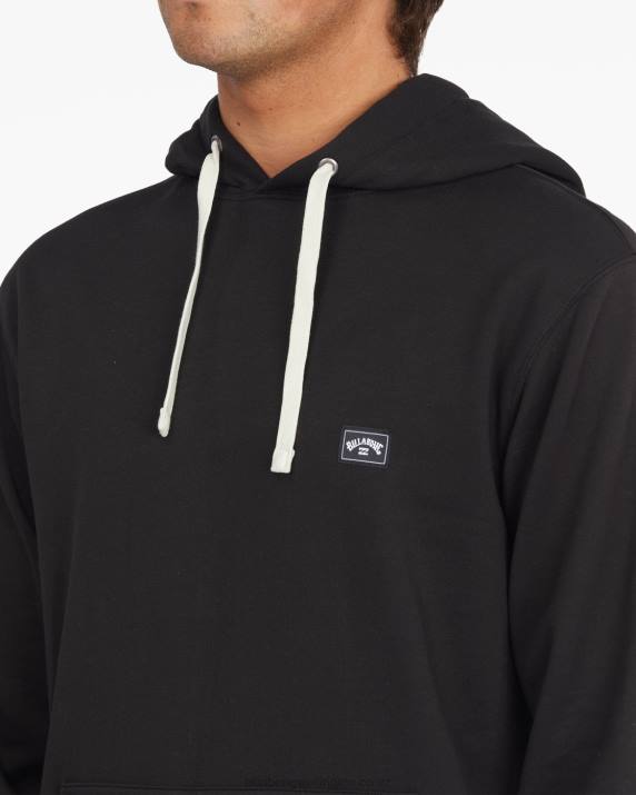 Men Black Billabong All Day Organic Pullover Hoodie 80P8279