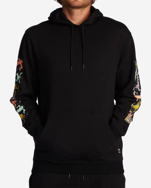 Men Black Billabong Keith Haring Jam Hoodie 80P8221