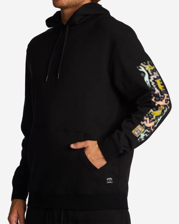 Men Black Billabong Keith Haring Jam Hoodie 80P8221