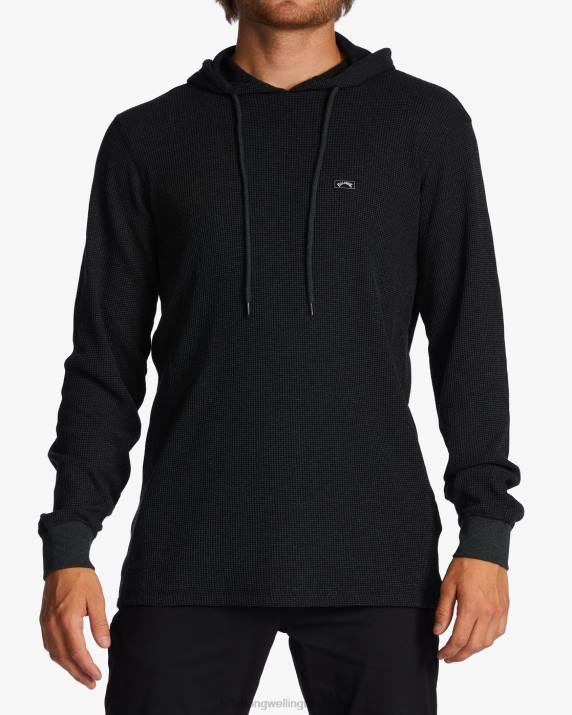 Men Black Billabong Keystone Pullover Thermal Hoodie 80P8508