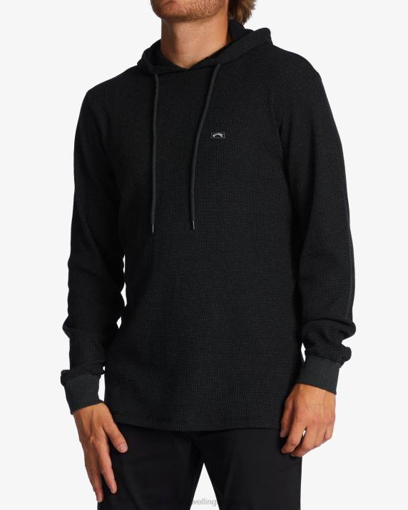 Men Black Billabong Keystone Pullover Thermal Hoodie 80P8508