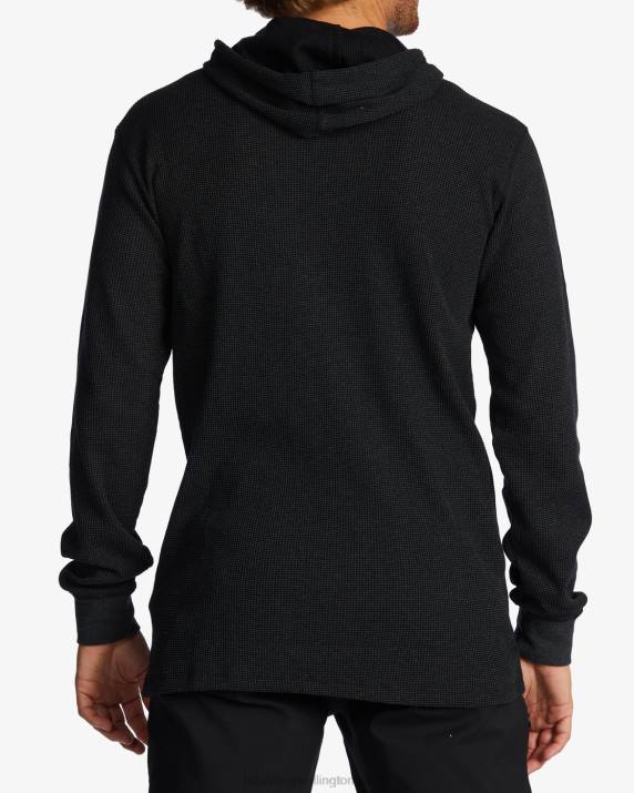 Men Black Billabong Keystone Pullover Thermal Hoodie 80P8508