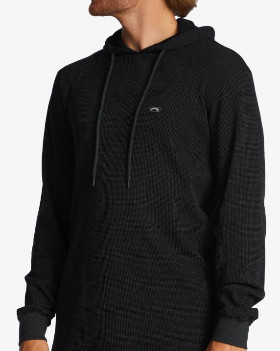 Men Black Billabong Keystone Pullover Thermal Hoodie 80P8508
