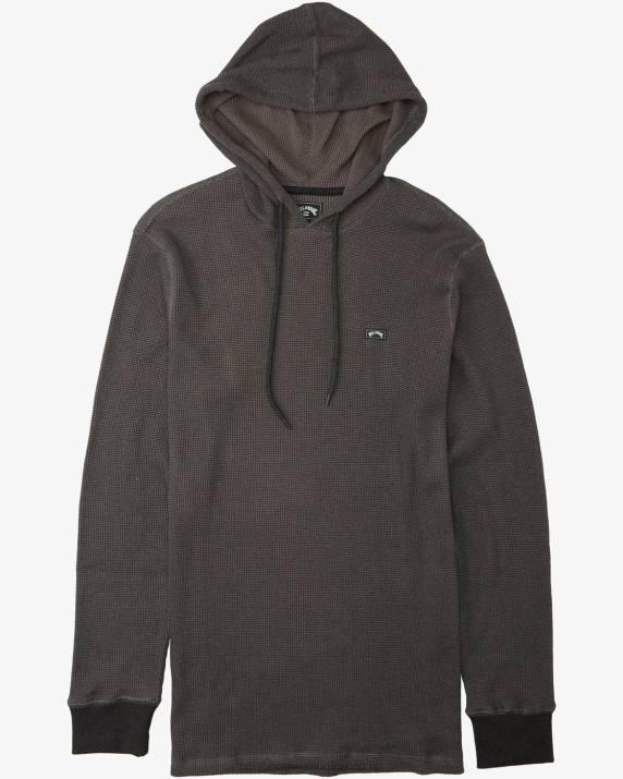 Men Black Billabong Keystone Pullover Thermal Hoodie 80P8508