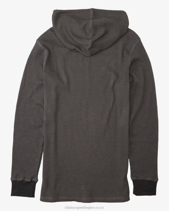 Men Black Billabong Keystone Pullover Thermal Hoodie 80P8508
