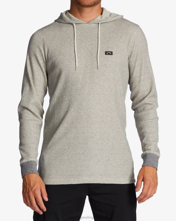 Men Oatmeal Billabong Keystone Pullover Thermal Hoodie 80P8510