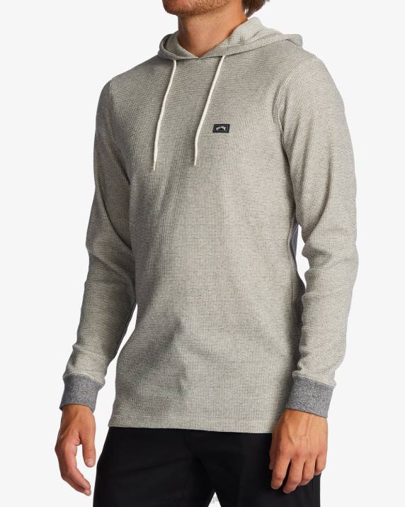 Men Oatmeal Billabong Keystone Pullover Thermal Hoodie 80P8510