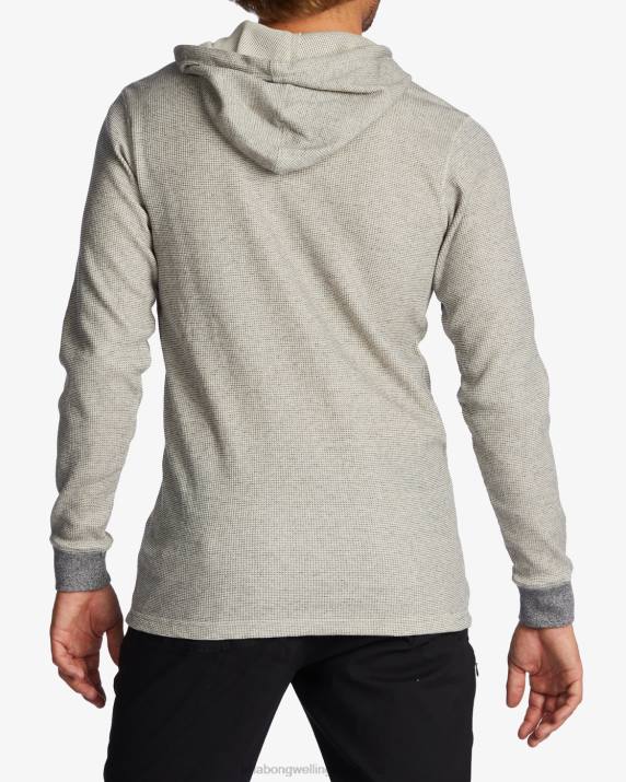 Men Oatmeal Billabong Keystone Pullover Thermal Hoodie 80P8510