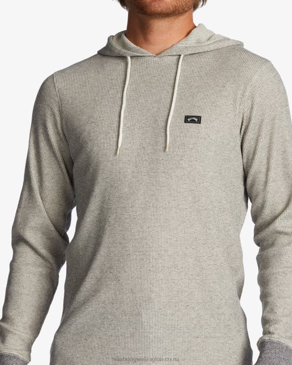 Men Oatmeal Billabong Keystone Pullover Thermal Hoodie 80P8510