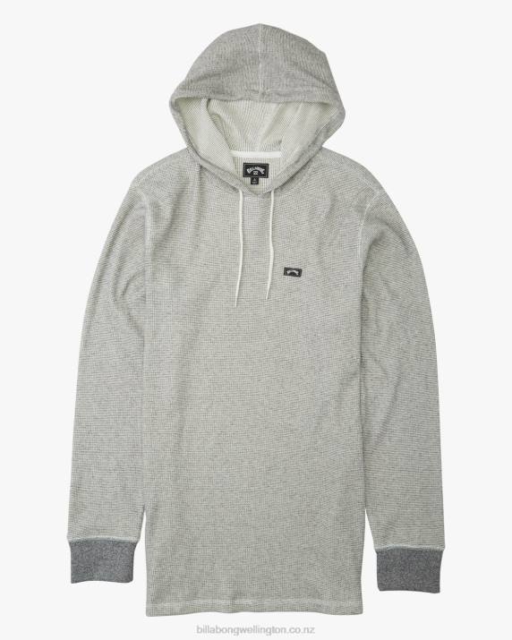 Men Oatmeal Billabong Keystone Pullover Thermal Hoodie 80P8510