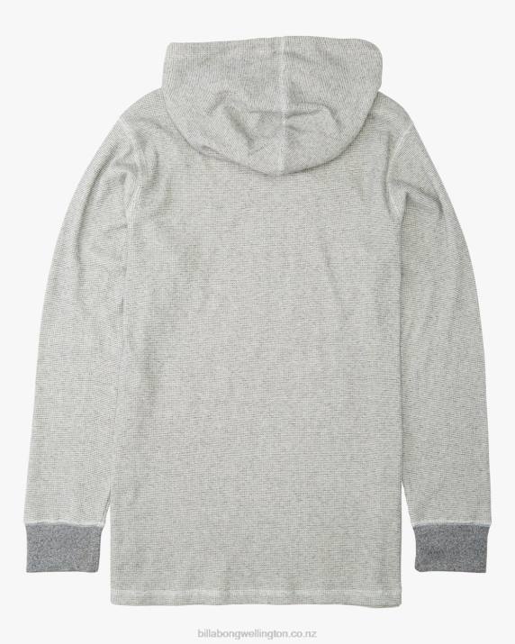 Men Oatmeal Billabong Keystone Pullover Thermal Hoodie 80P8510