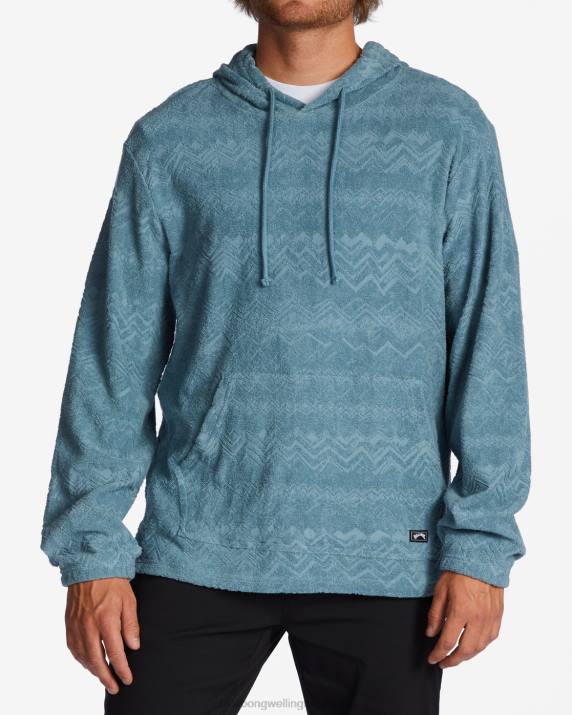 Men Smoke Blue Billabong Flecker Jacquard Pullover Hoodie 80P8608