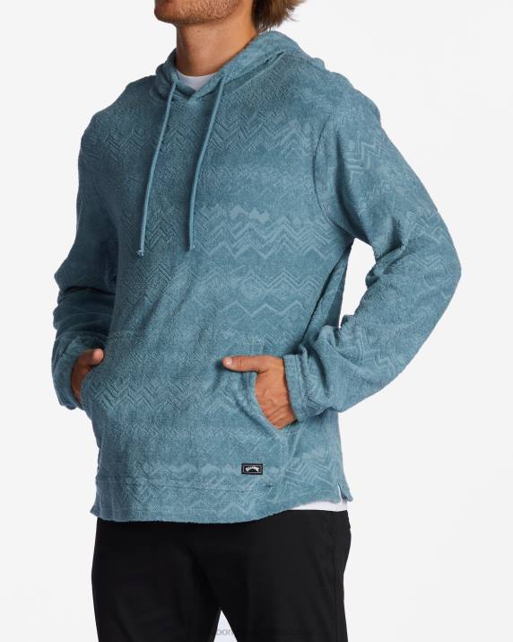 Men Smoke Blue Billabong Flecker Jacquard Pullover Hoodie 80P8608