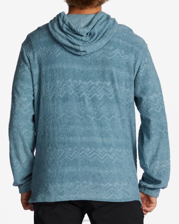 Men Smoke Blue Billabong Flecker Jacquard Pullover Hoodie 80P8608