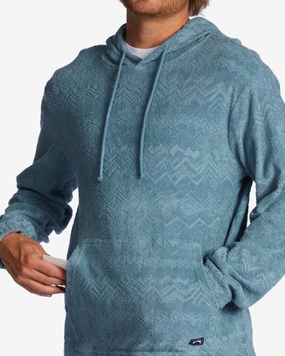 Men Smoke Blue Billabong Flecker Jacquard Pullover Hoodie 80P8608