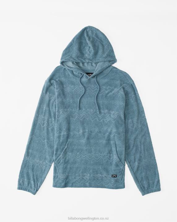 Men Smoke Blue Billabong Flecker Jacquard Pullover Hoodie 80P8608