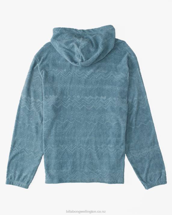 Men Smoke Blue Billabong Flecker Jacquard Pullover Hoodie 80P8608