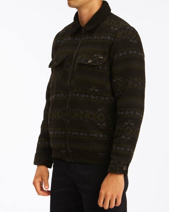 Men Black Billabong Barlow Sherpa Trucker Jacket 80P8517