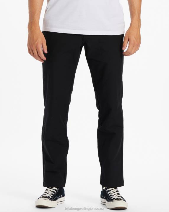 Men Black Billabong A/Div Surftrek Plus Organic Elastic Waist Pants 80P8241