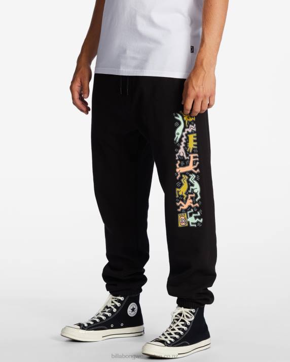 Men Black Billabong Keith Haring Jam Joggers 80P8223