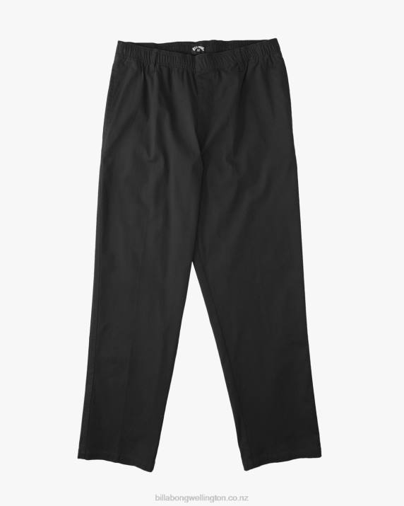 Men Black Billabong Larry Beach Elastic Waist Pants 80P8404