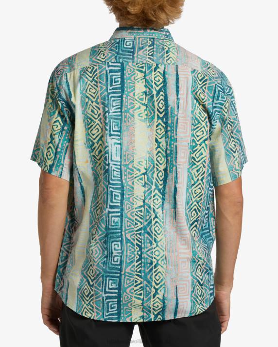 Men Aqua Billabong Sundays Short Sleeve Shirt 80P8405