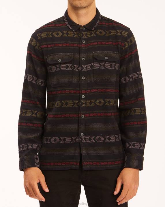 Men Black Billabong Offshore Jacquard Flannel Shirt 80P8460
