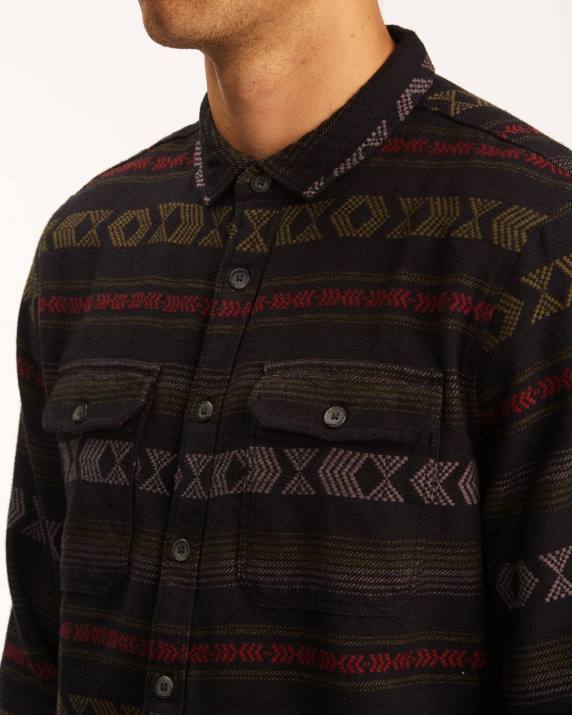 Men Black Billabong Offshore Jacquard Flannel Shirt 80P8460