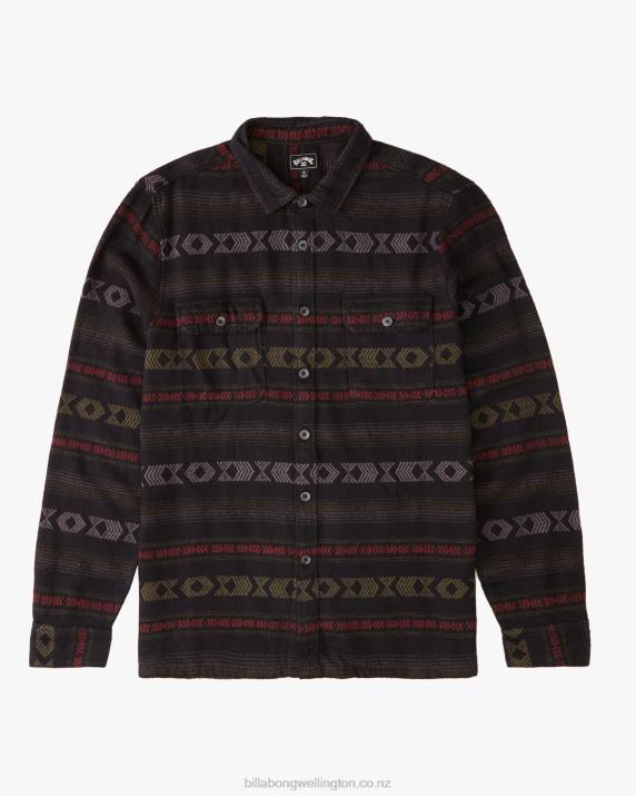 Men Black Billabong Offshore Jacquard Flannel Shirt 80P8460