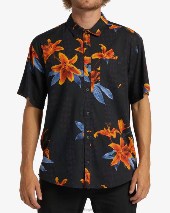 Men Charcoal Billabong Sundays Short Sleeve Shirt 80P8395