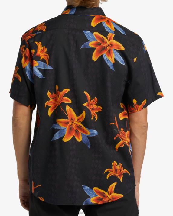 Men Charcoal Billabong Sundays Short Sleeve Shirt 80P8395
