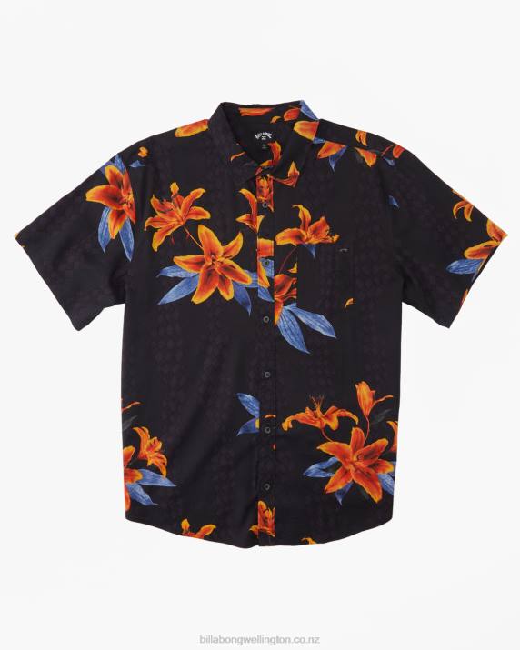 Men Charcoal Billabong Sundays Short Sleeve Shirt 80P8395