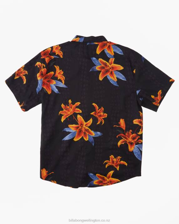 Men Charcoal Billabong Sundays Short Sleeve Shirt 80P8395