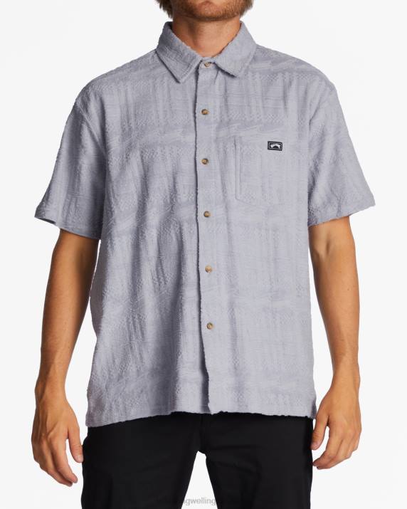 Men Grey Violet Billabong Loafer Short Sleeve Shirt 80P8584