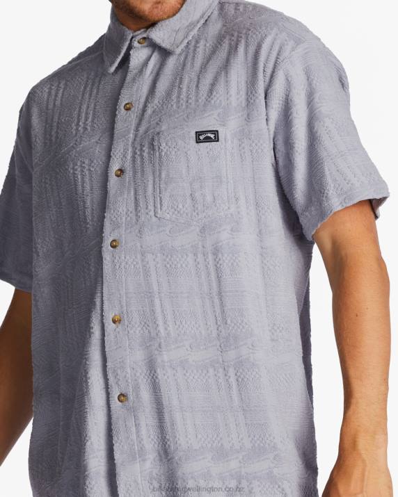 Men Grey Violet Billabong Loafer Short Sleeve Shirt 80P8584