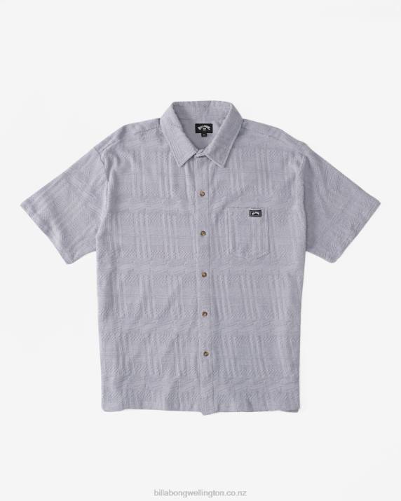 Men Grey Violet Billabong Loafer Short Sleeve Shirt 80P8584