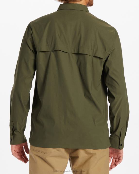 Men Military Billabong Surftrek Tech Long Sleeve Shirt 80P8485
