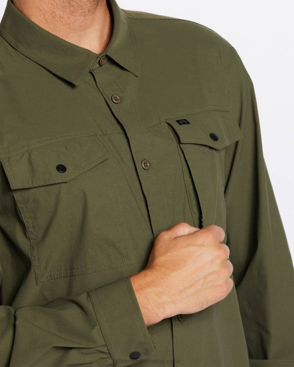 Men Military Billabong Surftrek Tech Long Sleeve Shirt 80P8485