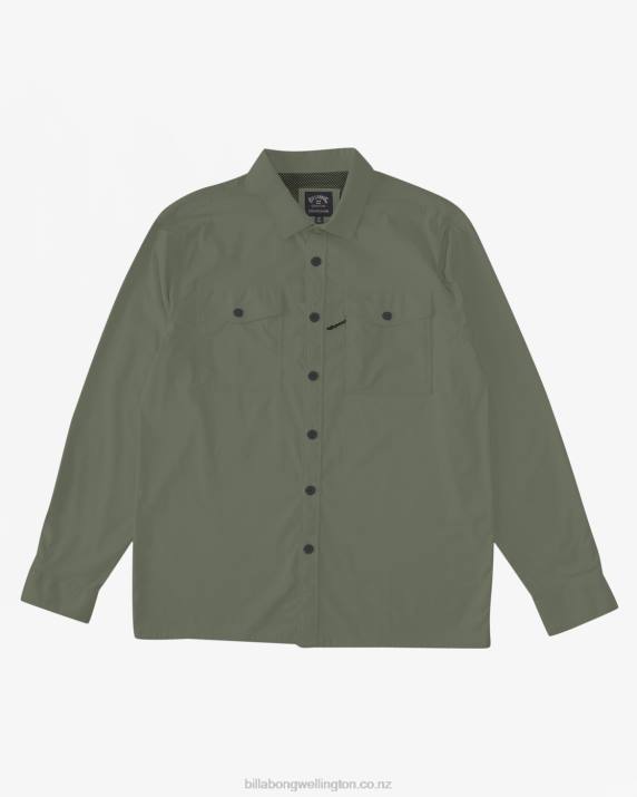 Men Military Billabong Surftrek Tech Long Sleeve Shirt 80P8485