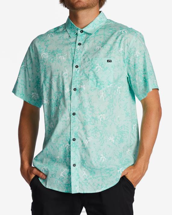 Men Mint Billabong Sundays Mini Short Sleeve Shirt 80P8665