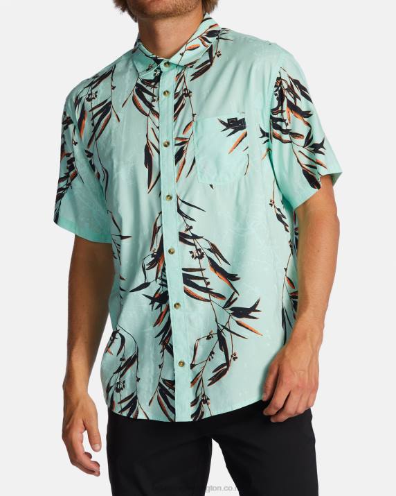 Men Mint Billabong Sundays Short Sleeve Shirt 80P8610